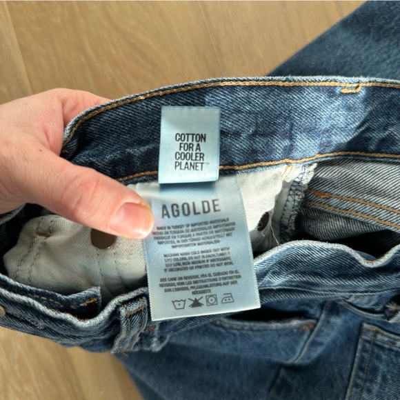 Agolde 90s Pinch Waist Jeans Range Women’s Size 27 Dark Denim Raw Hem Straight - Picture 14 of 16